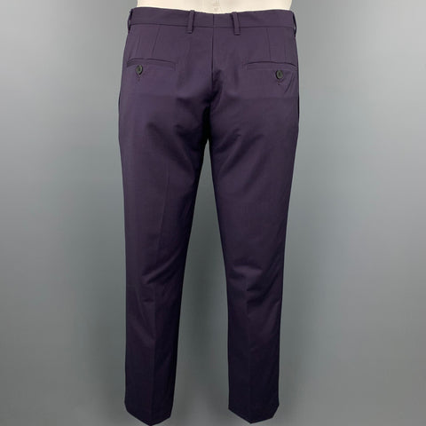 PAUL SMITH Taille 40 Costume à revers cranté en laine / mohair aubergine régulier