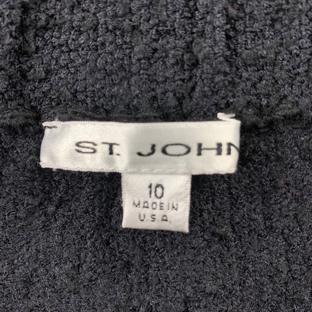 ST. JOHN Size 10 Black Textured Boucle Pencil Skirt