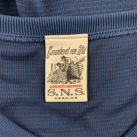 S.N.S HERNING Size M Navy Striped Trim Cotton Crew-Neck Cardigan