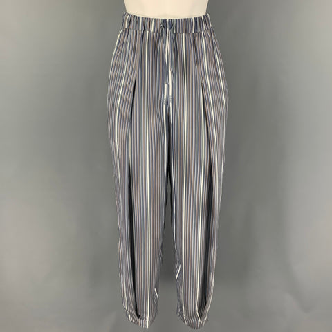 LOEWE Talla 2 Conjunto asimétrico de rayas de seda gris blanco azul