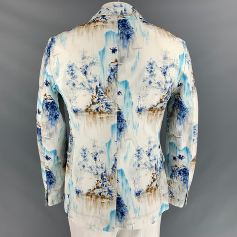 D&G by DOLCE & GABBANA Size 42 Print White Cotton Notch Lapel Sport Coat