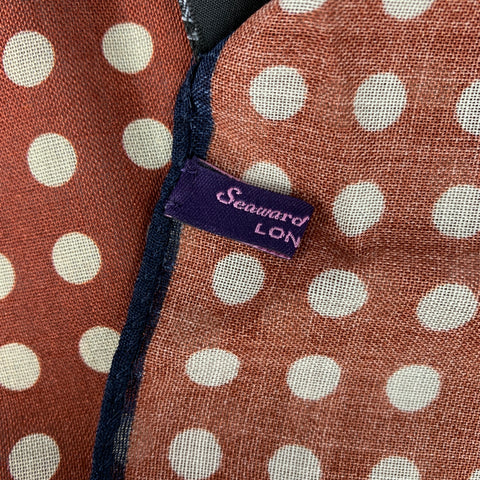 SEAWARD AND STEARN Copper & Cream Polka Dot Wool / Silk Pocket Square