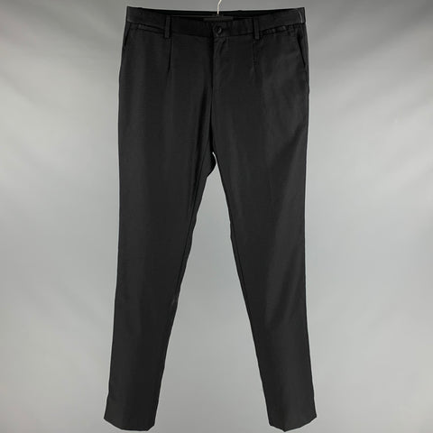DOLCE & GABBANA Size 32 Black Jacquard Wool Silk Tuxedo Dress Pants