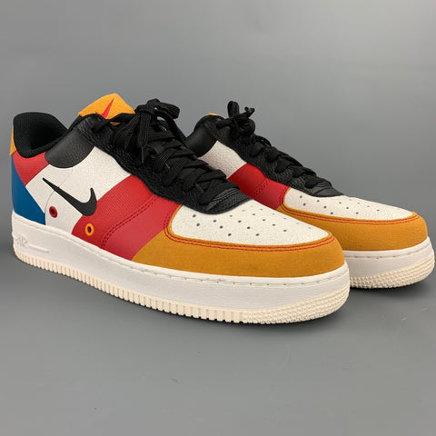 NIKE Air Force 1 Low PRM Talla 11 Zapatillas de deporte con cordones de cuero con bloques de color multicolor