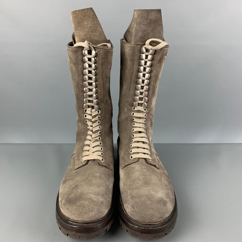 RICK OWENS Taille 11 Bottes militaires en daim taupe