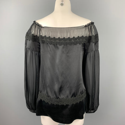 PHILOSOPHY di ALBERTA FERRETTI Taille 6 Blouse en soie satinée noire