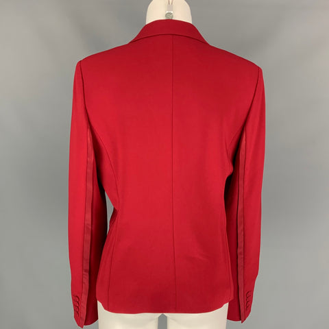 MAX MARA Size 12 Red Triacetate Blend Two Tone Double Breasted Jacket