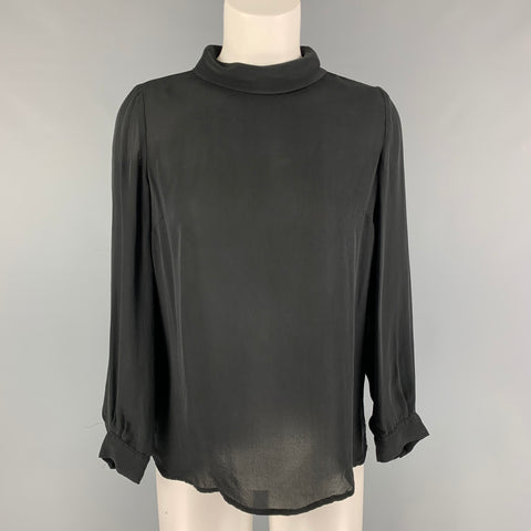 JOIE Size XS Black Silk High Collar Blouse