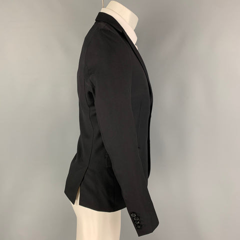 THE KOOPLES Size 36 Black Wool Peak Lapel Sport Coat