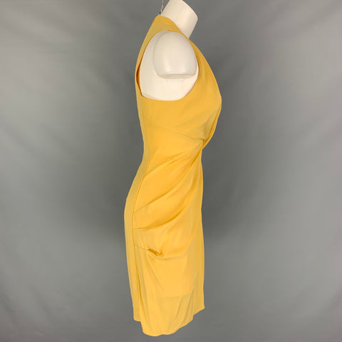 CATHERINE MALANDRINO Talla 4 Vestido cruzado de seda amarillo