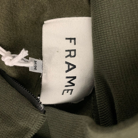 FRAME Size M Olive Cotton Polyester Half Zip Sweatshirt