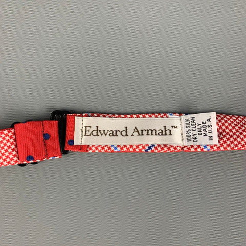 EDWARD ARMAH Red Blue Houndstooth Silk Bow Tie