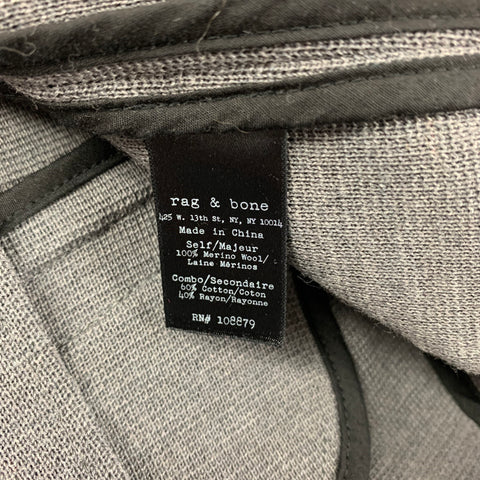 RAG & BONE Size M Grey Black Woven Merino Wool Notch Lapel Vest