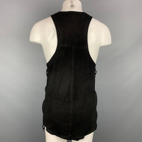 ALEXANDRE PLOKHOV Size M Black Suede Side Zippers Tank Top