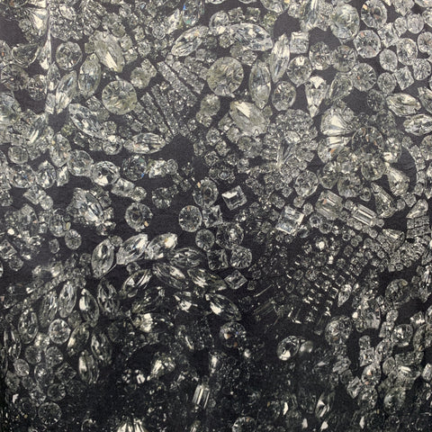LANVIN Size 8 Grey & Black Diamonds Print Satin Sleeveless Shift Dress