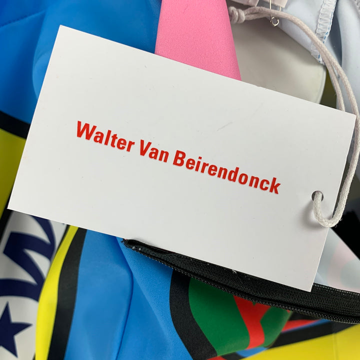 WALTER VAN BEIRENDONCK SS20 Size L Pink Blue Graphic Nylon Jersey Bike Top
