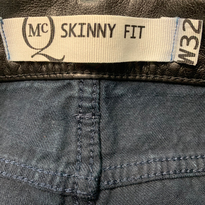 MCQ by ALEXANDER MCQUEEN Size 32 Navy Distressed Cotton Jeans