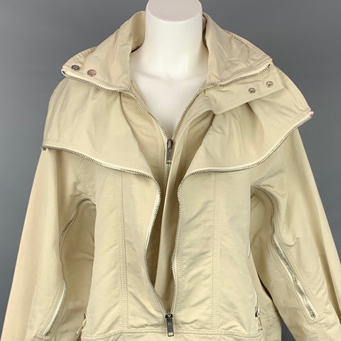 GIVENCHY Spring 2021 Size 4 Beige Cotton / Polyester Zip Detail Windbreaker Jacket