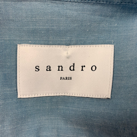 SANDRO Size M Light Blue Cotton Henley Long Sleeve Shirt