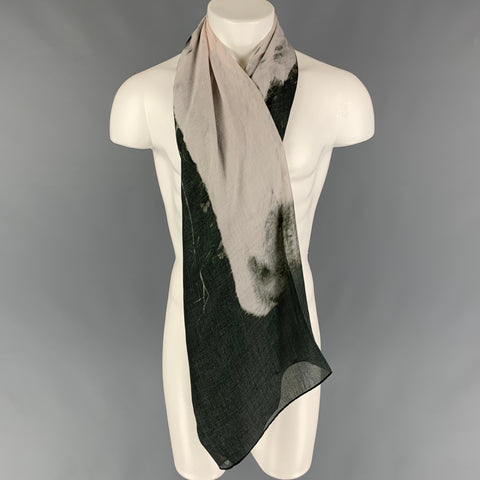 PAUL SMITH Black Olive Cow Print Modal Scarf