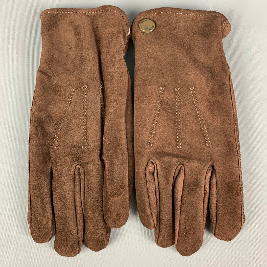HUGO BOSS Brown Suede Gloves
