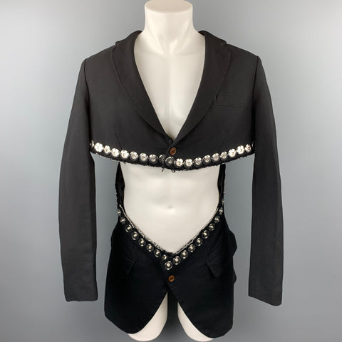 COMME des GARCONS HOMME PLUS Size M Black Polyester Snap Button Cut Out Jacket