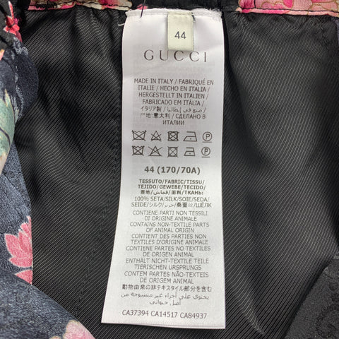 GUCCI Size XS Black Pink Floral Silk Flat Front Shorts