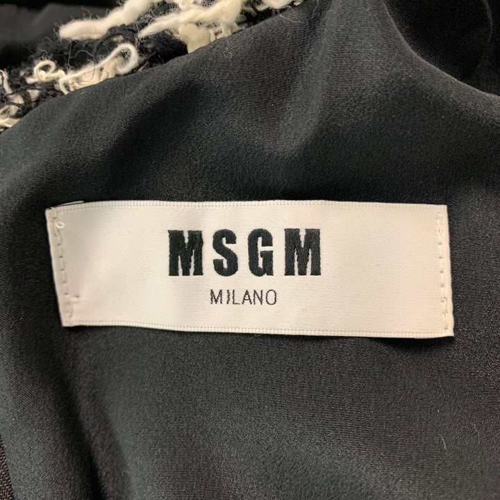 MSGM Size 6 Black & White Cotton Blend Houndstooth Dress