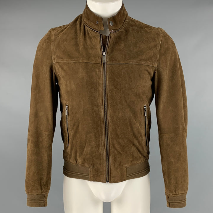 MASSIMO DUTTI Size S Brown Suede Bomber Jacket
