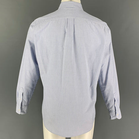 J.CREW Size M Blue White Stripe Cotton Oxford Long Sleeve Shirt