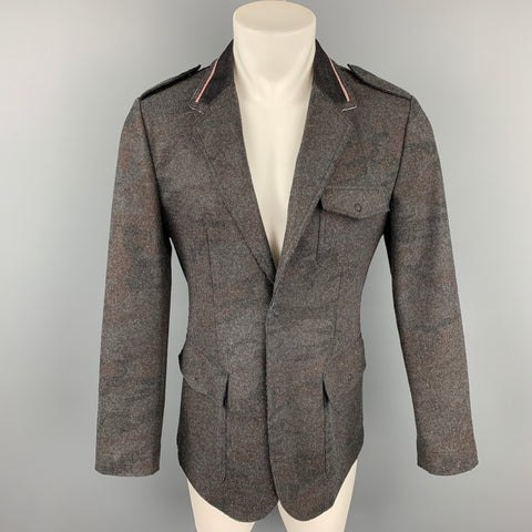 EMPORIO ARMANI Size 38 Dark Gray Camo Snaps Jacket