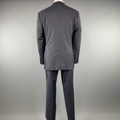 HUGO BOSS Size 42 Navy Solid Virgin Wool Notch Lapel 34 x 32 Suit