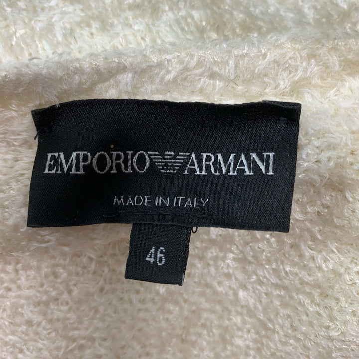 EMPORIO ARMANI Taille XS Pull à col rond en mélange de viscose blanc cassé