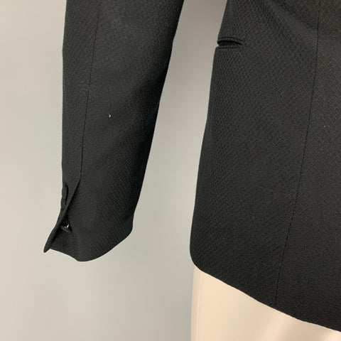 DOLCE & GABBANA Size 38 Black Textured Wool Blend Peak Lapel Sport Coat