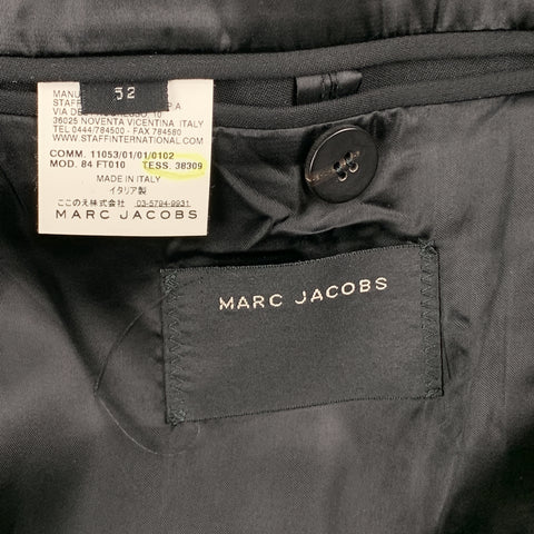 MARC JACOBS Size 40 Black Wool Peak Lapel Sport Coat Tuxedo Jacket
