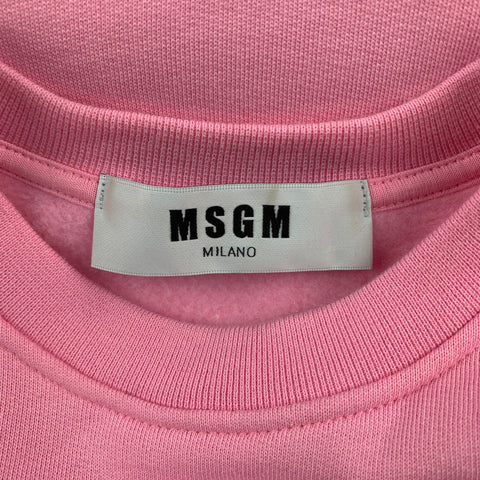MSGM Size S Pink Knitted Cotton Crew-Neck Sweater