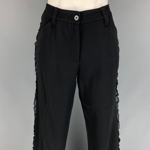 DOLCE & GABBANA Size 28 Black Mesh Ruffle Dress Pants