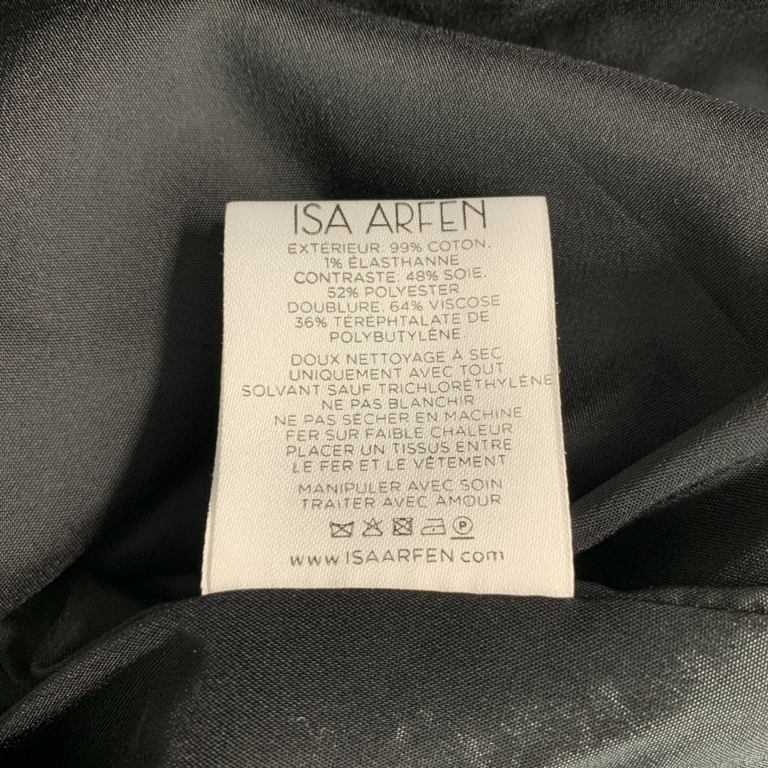 ISA ARFEN Size 14 Black Cotton Elastane Velvet Long Sleeve Cocktail Dress