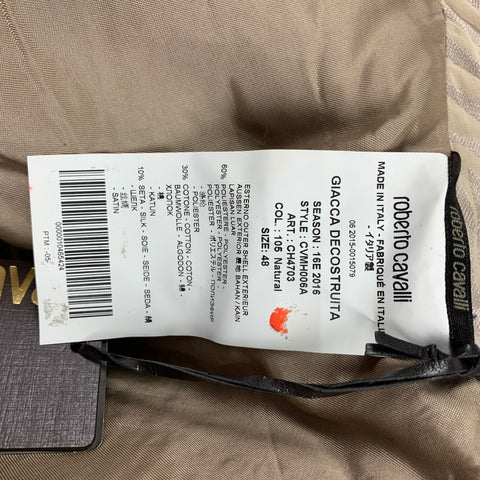 ROBERTO CAVALLI Taille 38 Manteau de sport en mélange de polyester jacquard beige