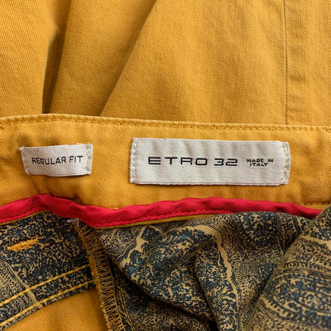 ETRO Size 32 Mustard Cotton Blend Jean Cut Casual Pants