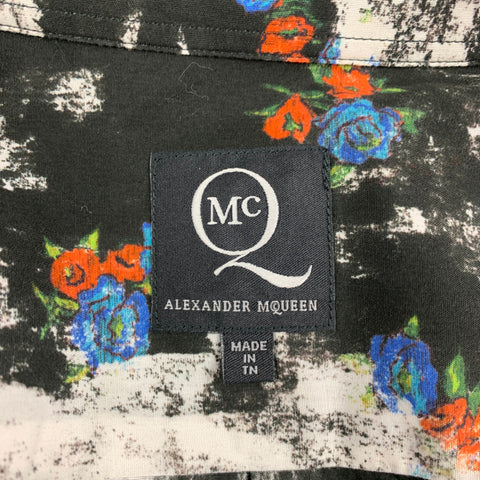 MCQ by ALEXANDER MCQUEEN Size M Multi-Color Marbled Cotton Long Sleeve Shirt