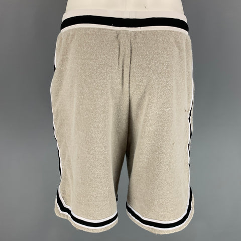 JOHN ELLIOTT Taille L Short Taupe Texturé En Nylon / Coton Ceinture Élastique