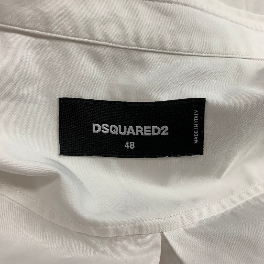 DSQUARED2 Size S White Applique Cotton Button Up Long Sleeve Shirt