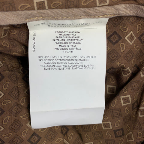ETRO Size 30 Brown Linen Blend Zip Fly Casual Pants