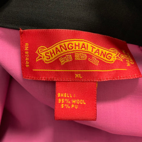 SHANGHAI TANG Size XL Black Wool Blend Double Breasted Coat