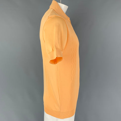 FARAH x BIANCA SAUNDERS Size XL Orange Knitted Polyester Open Collar Gibbs  Polo