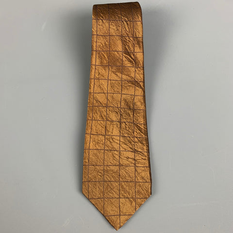 NIGEL CURTISS Gold Black Window Pane Silk Tie