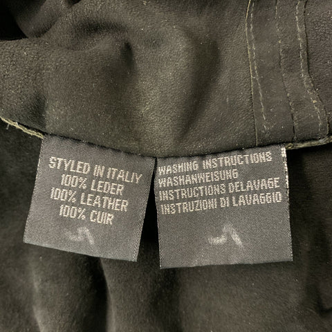 DA MILANO Camisa / chaqueta de manga larga de cuero negro sólido talla XL