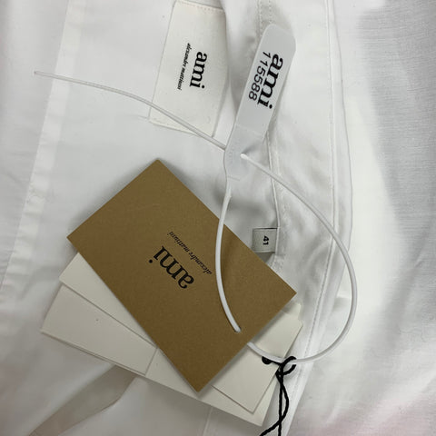 AMI by ALEXANDRE MATTIUSSI Talla M Camisa de manga larga con botones de algodón blanco