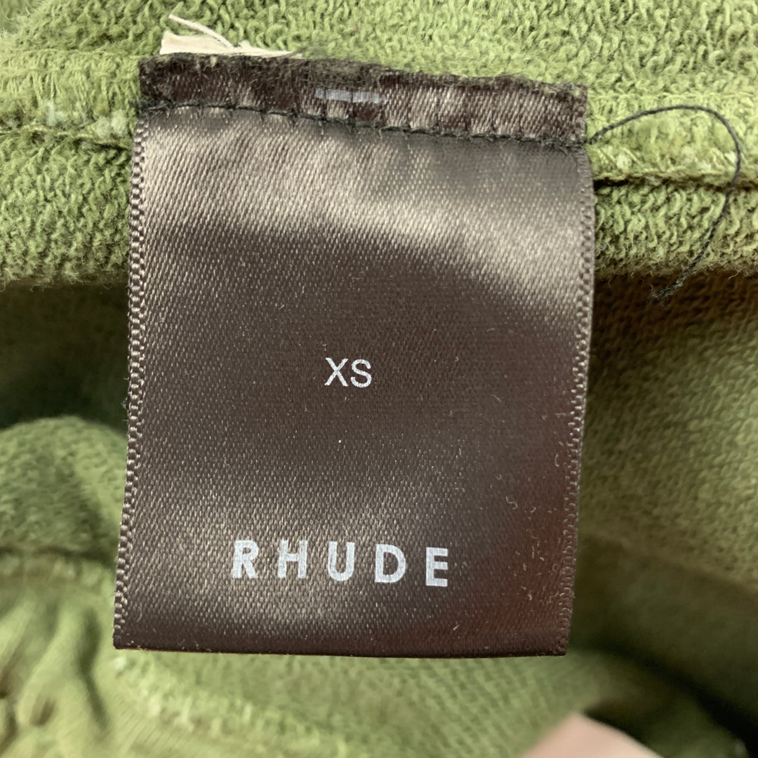 RHUDE Size XS Green Cotton Embroidered Sweatpants